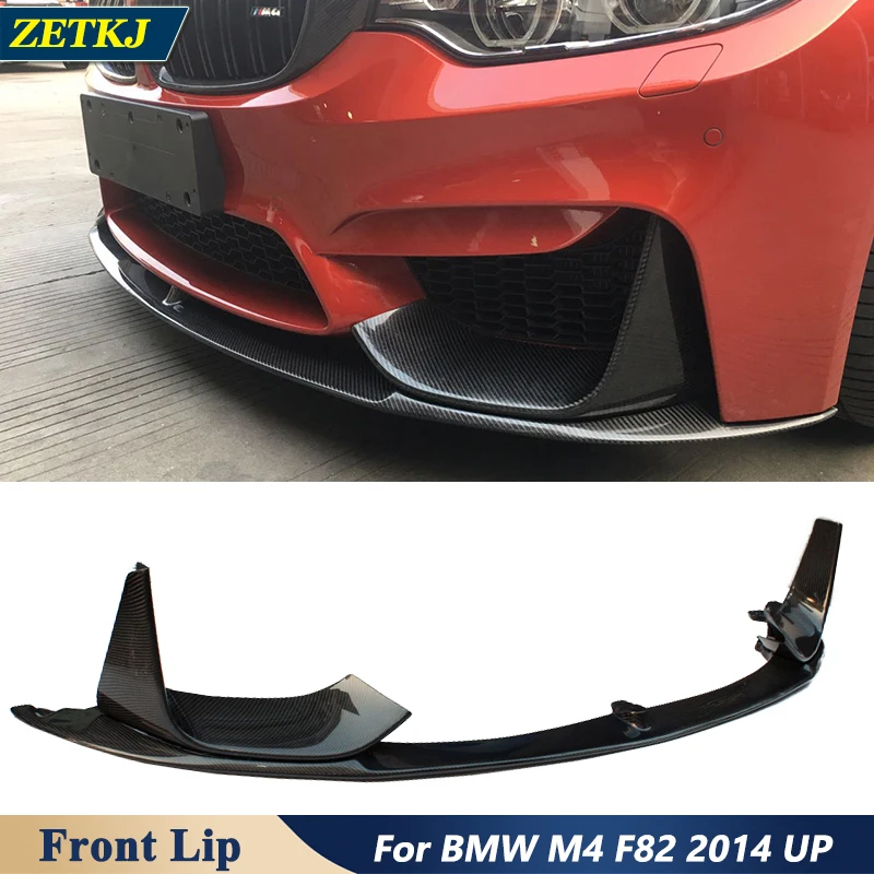 MP Style Real Carbon Fiber Front Lip Car Bumper Lip Spoiler Front Shovel Car Body Modification Part For BMW F82 M4 2014 UP