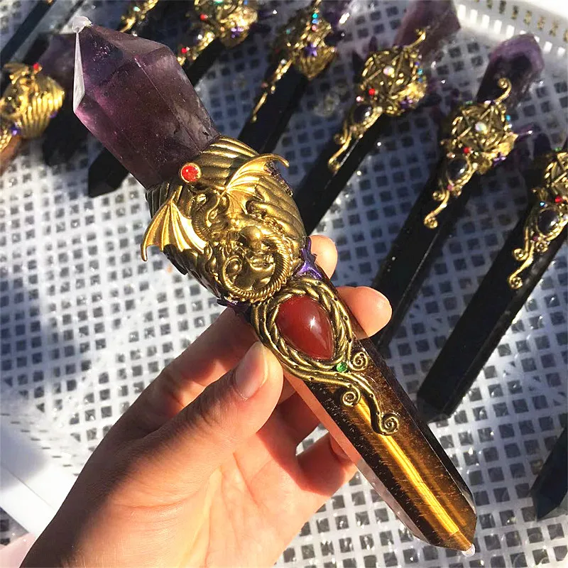 

Natural crystal magic wands Handmade amethyst magic wands for Decorative ornaments