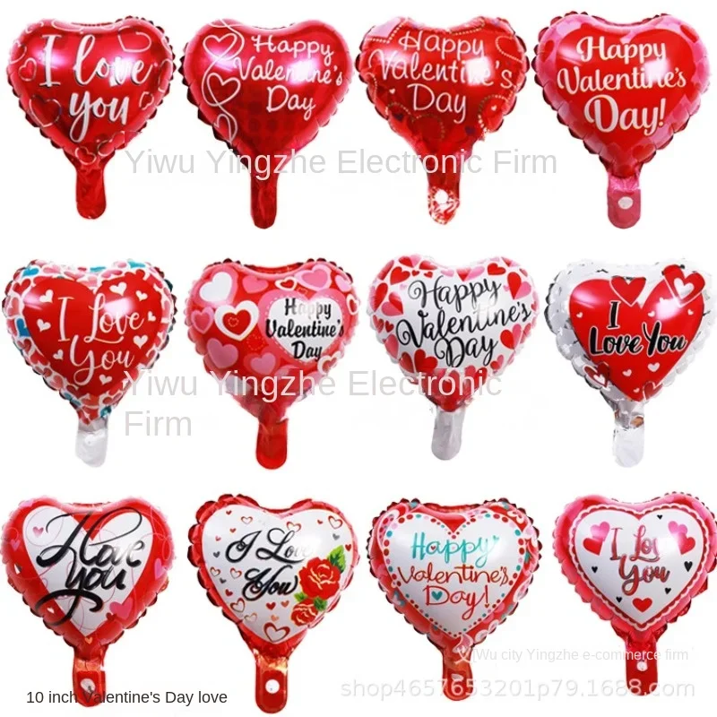 

New 10 Inch Round Love Shape English Aluminum Film Balloon New Year's Birthday Valentine's Day Party Wedding Room Decoration