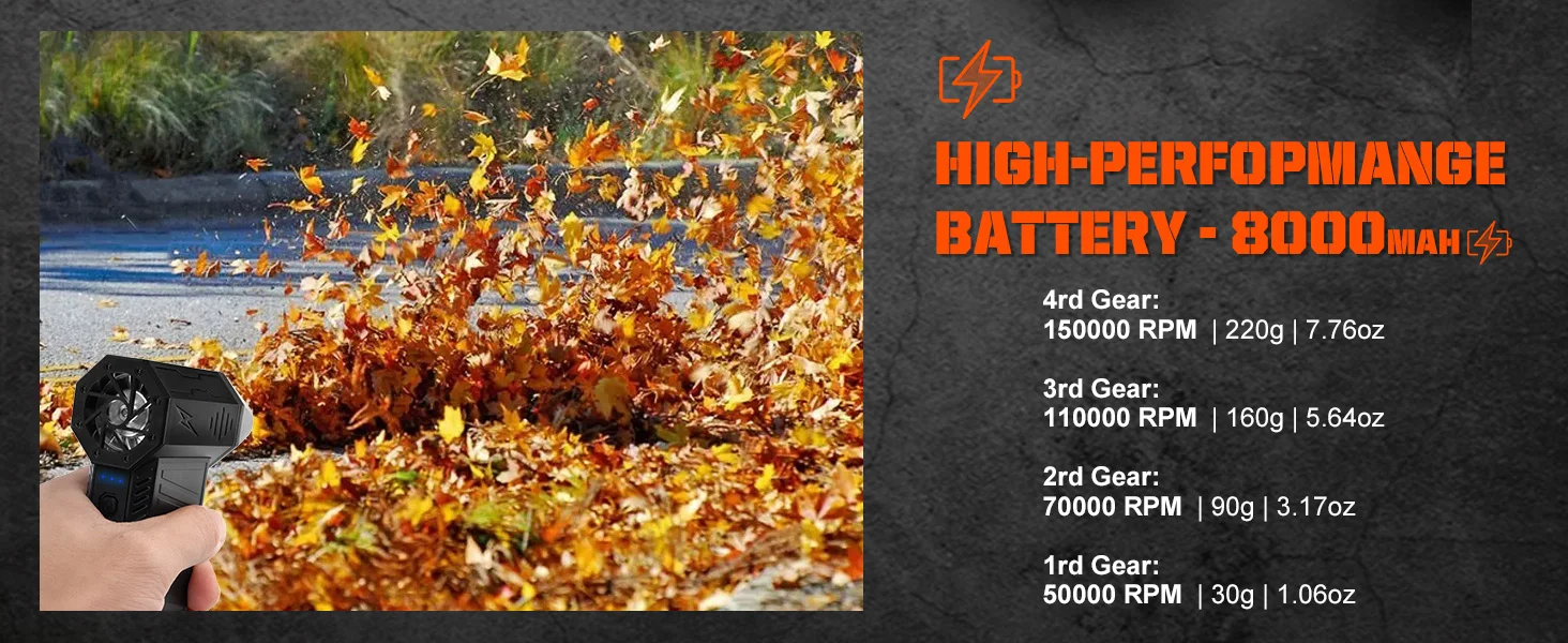 Orange cordless air blower front view