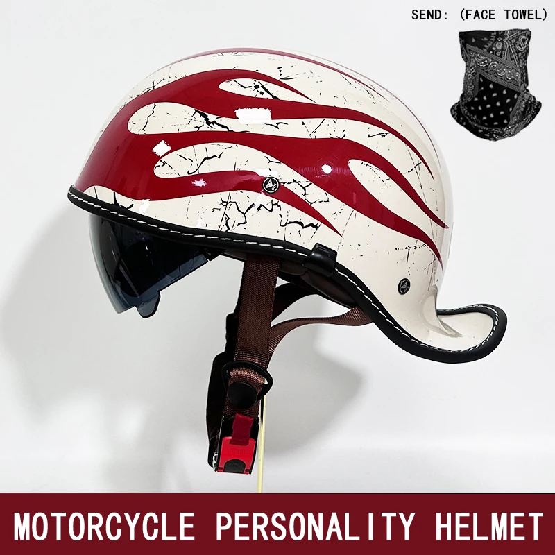 Retro Personality Men's and Women's Baseball Helmet Motorcycle Helmet Ladybug Helmet Bicycle Helmet Sunscreen Half Helmet