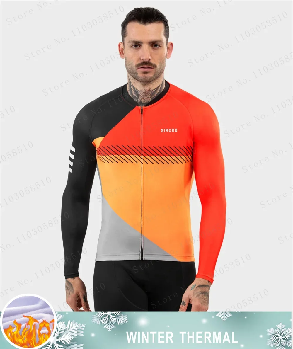 siroko Winter Long Sleeves Cycling Jersey Thermal Fleece Cycling Clothing Man\'s Bike Jersey MTB Road Bike Jacket Bicycle Shirt