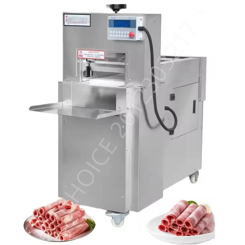 Automatic Frozen Meat Slicer Numerical Control Mutton Roll Slicer Maker Thickness Adjustable Electric Fat Beef Meat Roll Cutting