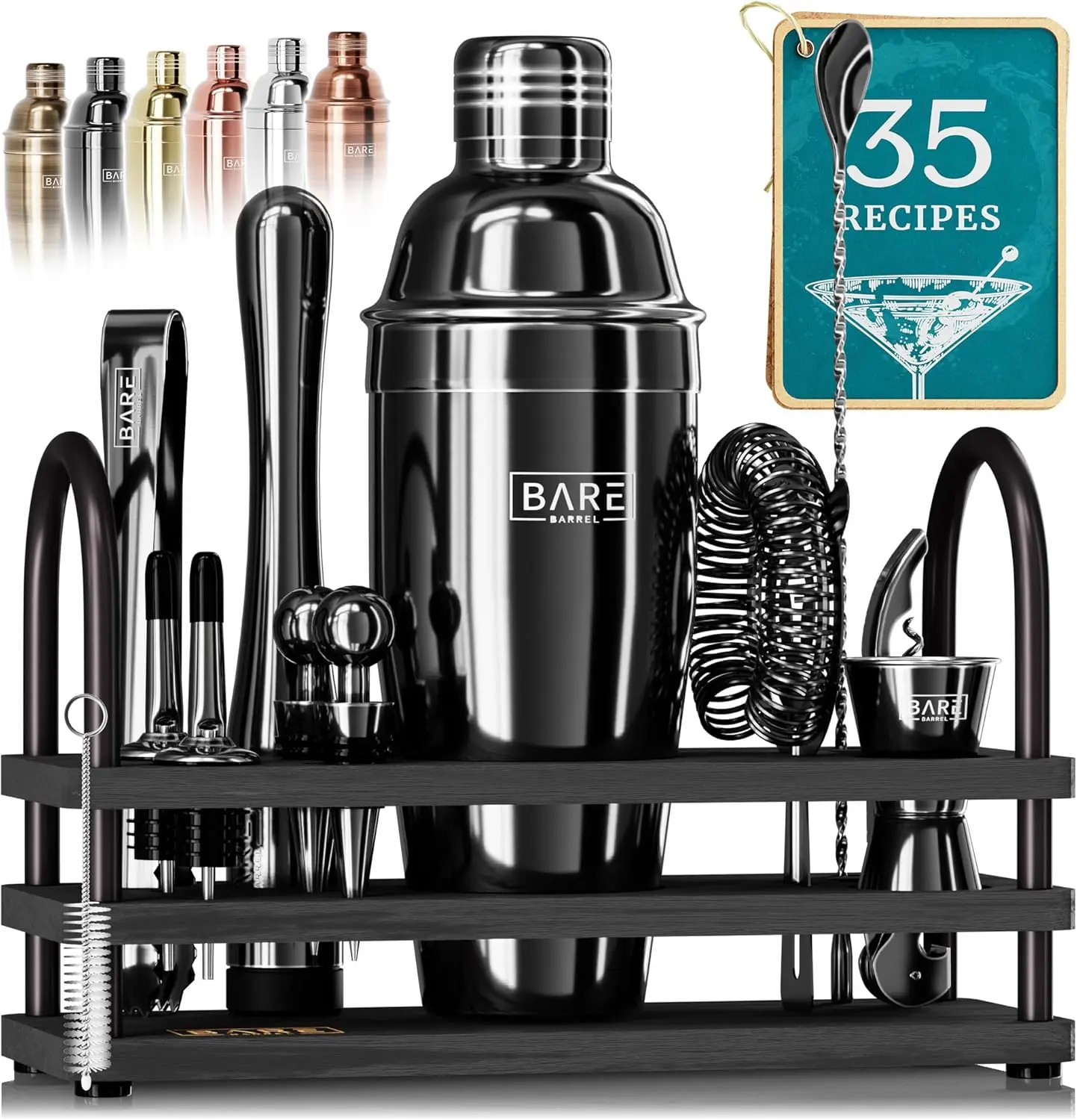 

14-Piece Cocktail Shaker Set with Recipe Cards, Stainless Steel Bar Tools for Home Bartending and Gifting
