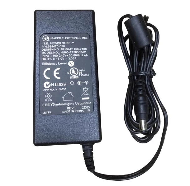 

Original NU60-F150333-12 AC Adapter 15V 3.33A 2A 3A 3.5A Charger For LEI Leader Electrionic Power Supply 5.5*2.5mm