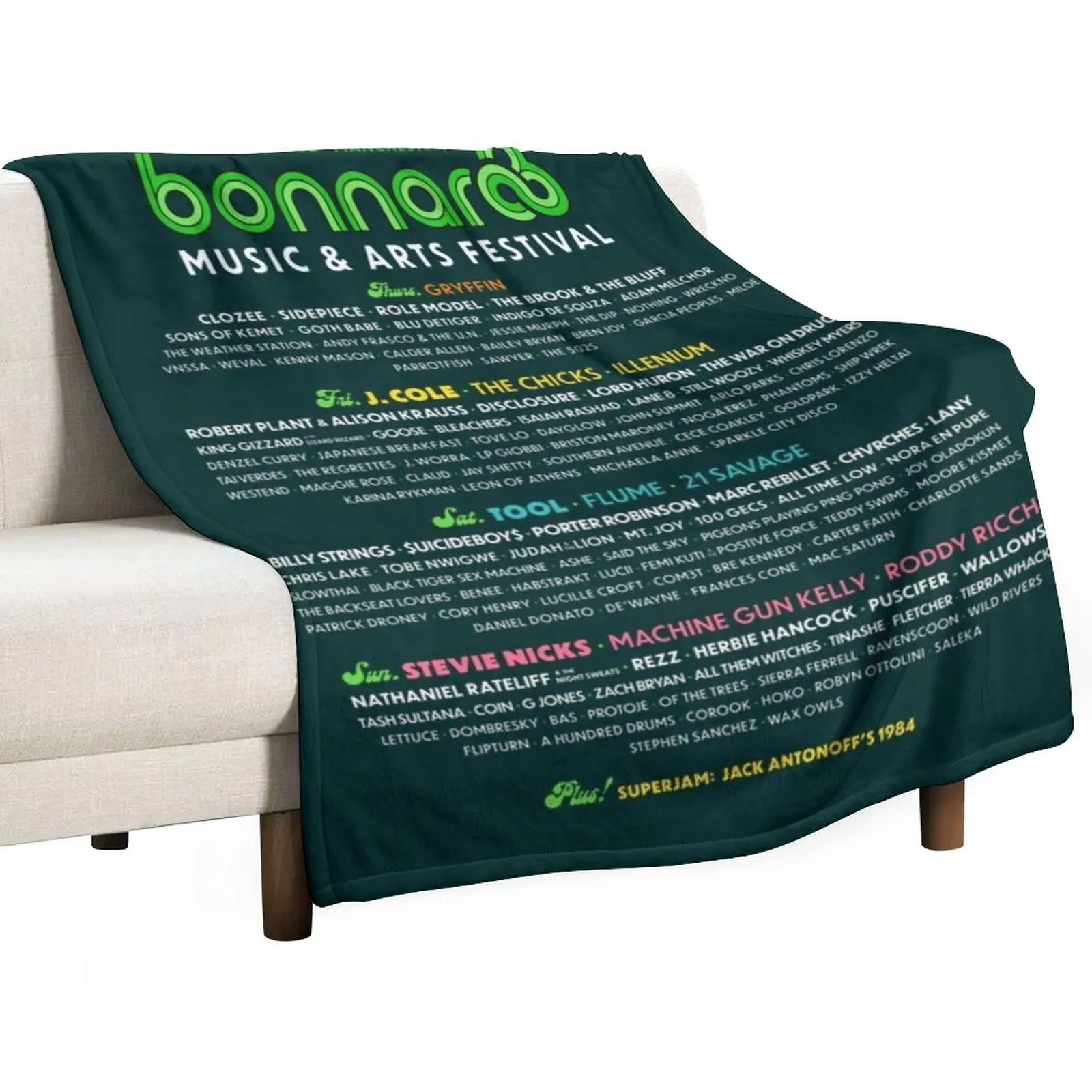 

Bonnaroo Music Festival 2022 Line-Up Throw Blanket Designer Blankets Bed Fashionable Blanket Decorative Bed Blankets