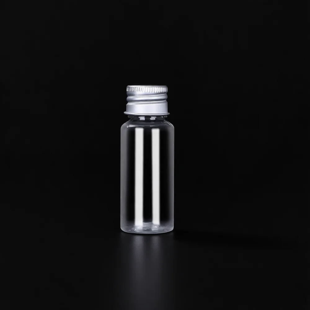 Transparent Pet Plastic Travel Bottle Portable Liquid Dispensing Container With Metal Screw Cap For Cosmetic Serum Sample Use