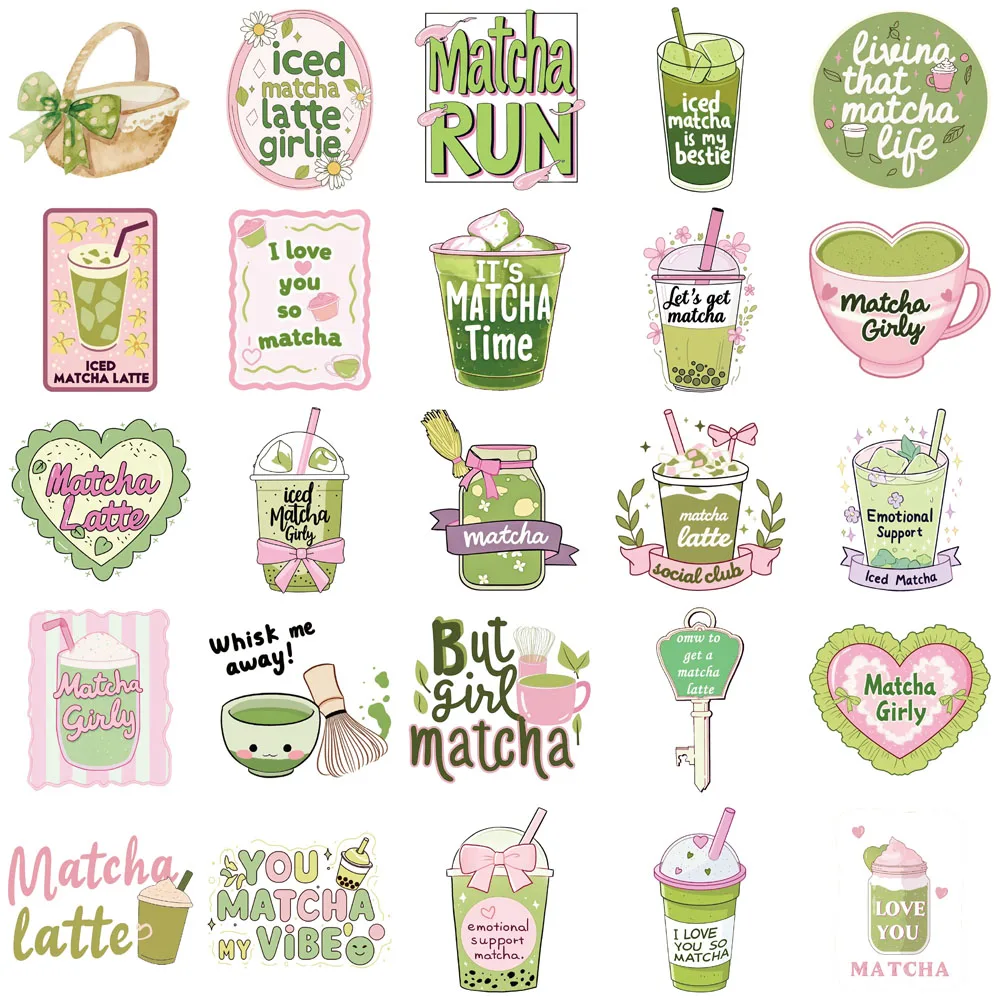 50PCS Creative Matcha Personalized Stickers Phone Case Decoration DIY Notebook Water Cup Waterproof Stickers