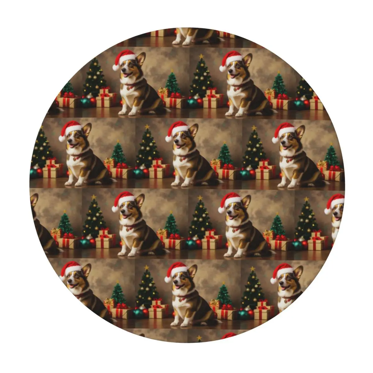 Cardigan Welsh Corgi Dog Christmas Waterproof Round Tablecloth Oilproof Table Cloth for Kitchen Events Dining Table Cover