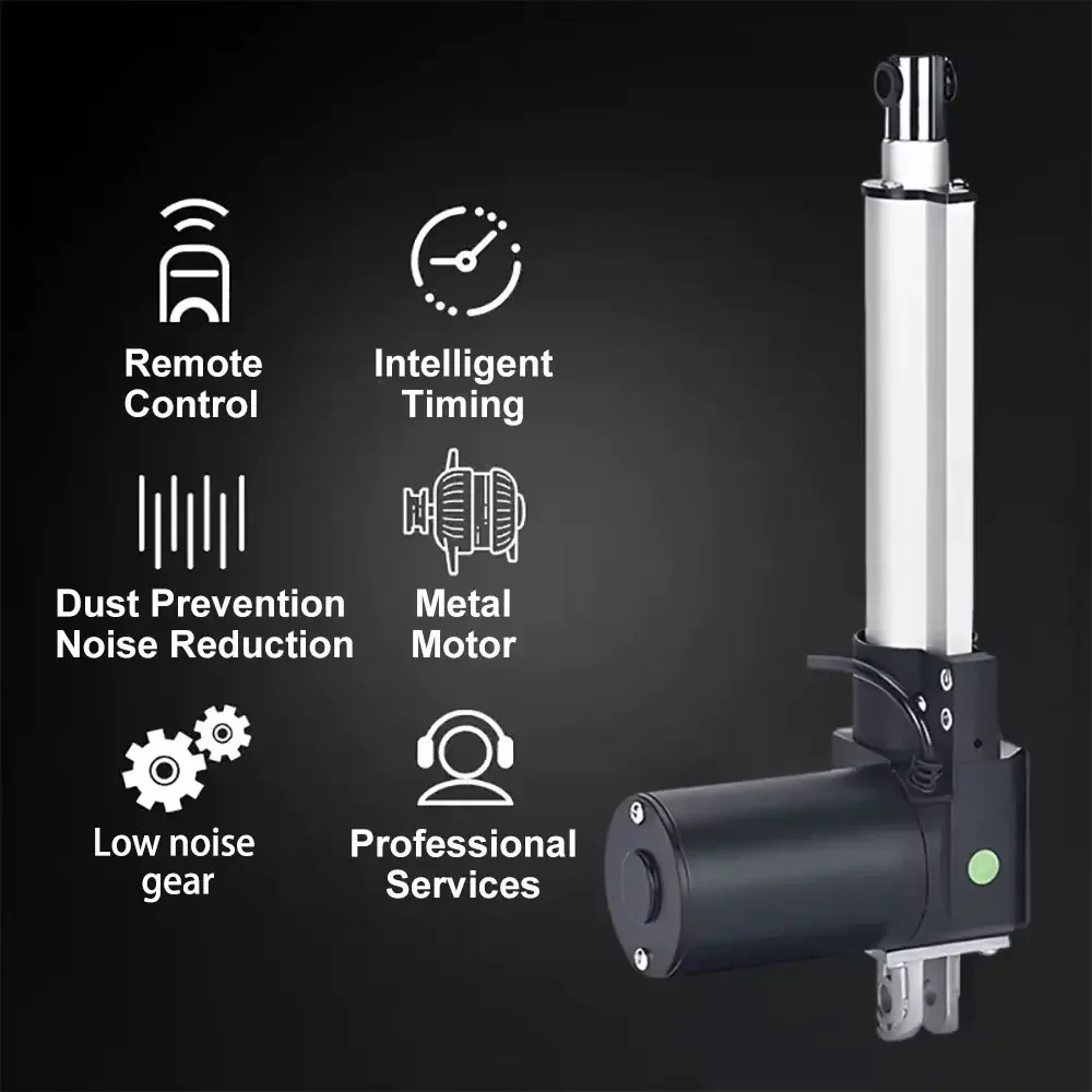 Linear Actuator 6000N Electric Push Rod  IP54 DC Motor Remote Rod 12-48V High Thrust Low Noise U-shape for Turning Bed Elevator