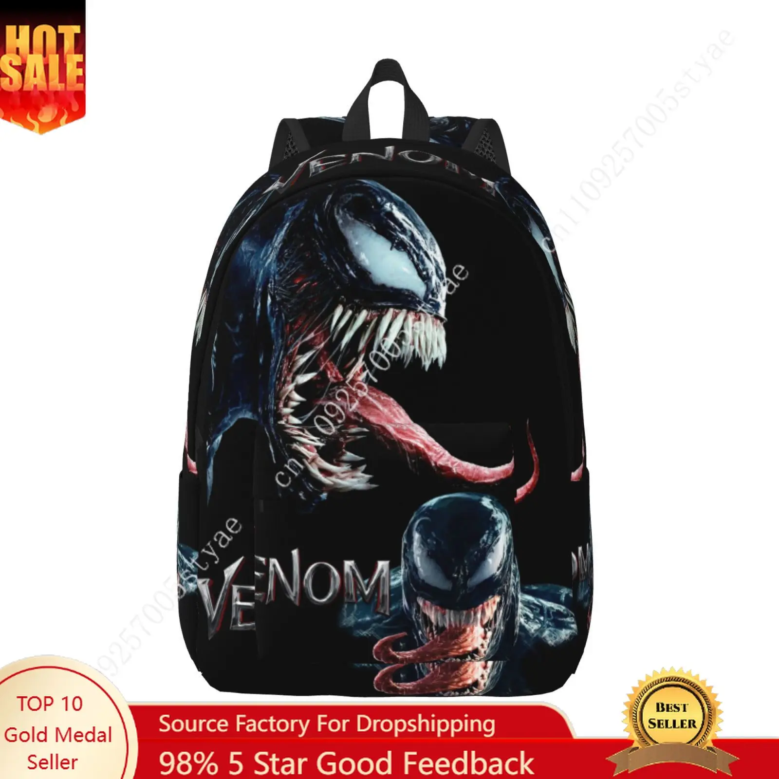 Marvel Venom Eddie Brock Custom Canvas Lightweight Backpack Fashion Durable Student Men Women Business Daypack Cosplay