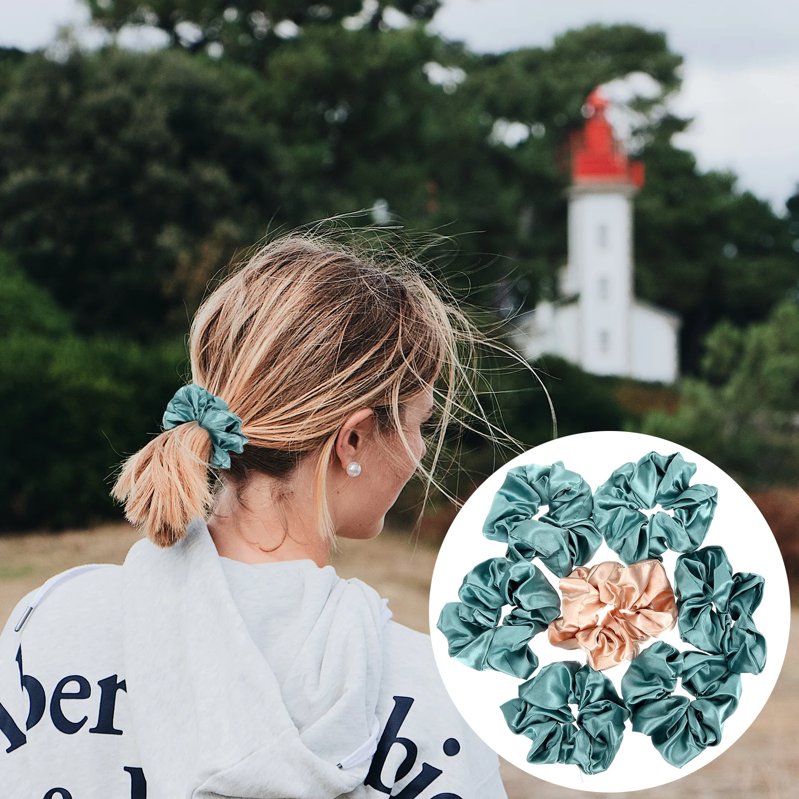 

7 шт., широкие резинки для волос, мягкие элегантные женские аксессуары для волос, свадебные резинки для волос для подружки невесты, шелковые резинки для волос для женщин