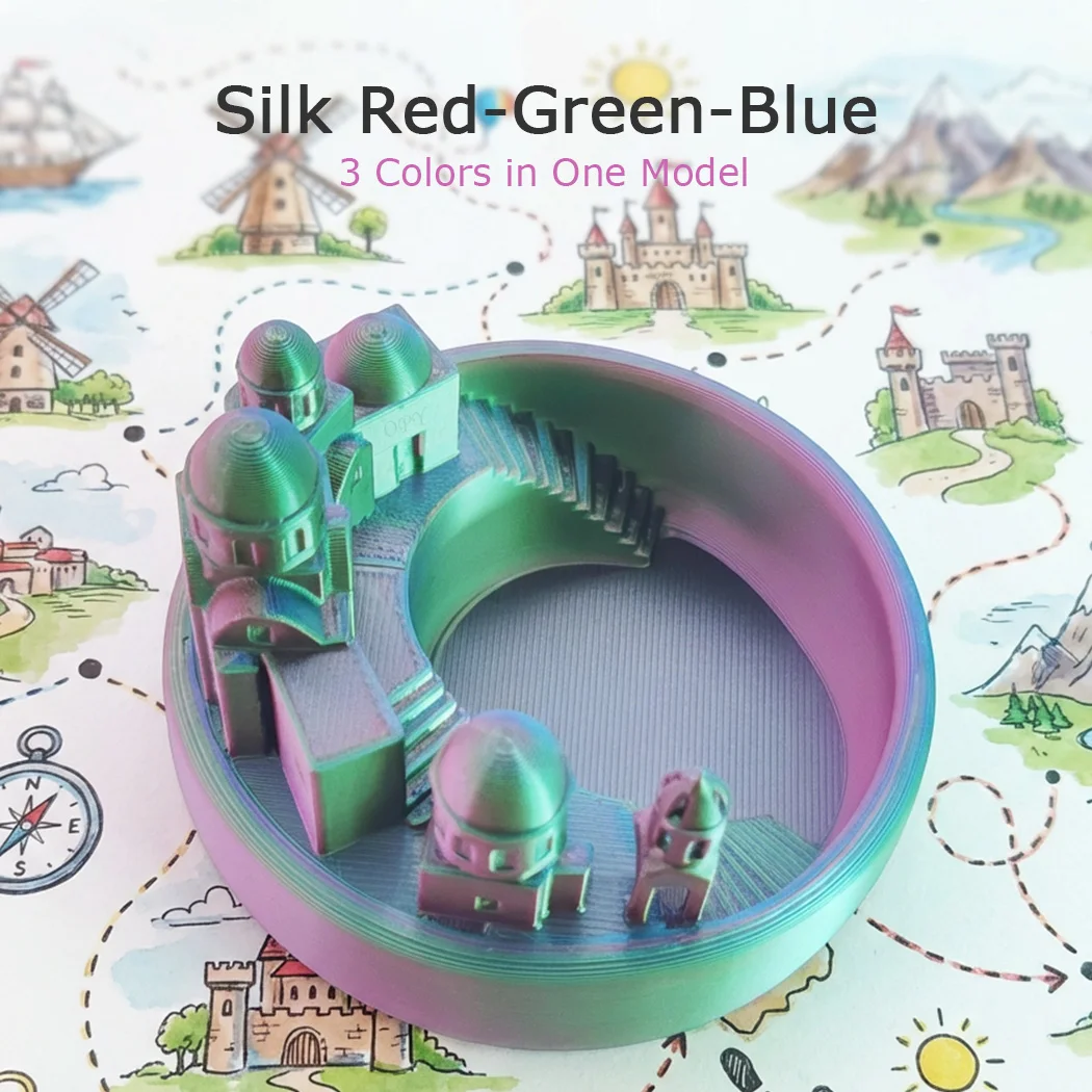 Opy Silk Pla Rainbow Filament 1.75 Mm 3D Print Material 1Kg 10M 100G Sample Gold Silver Copper Candy Macaron Tricolor Filament