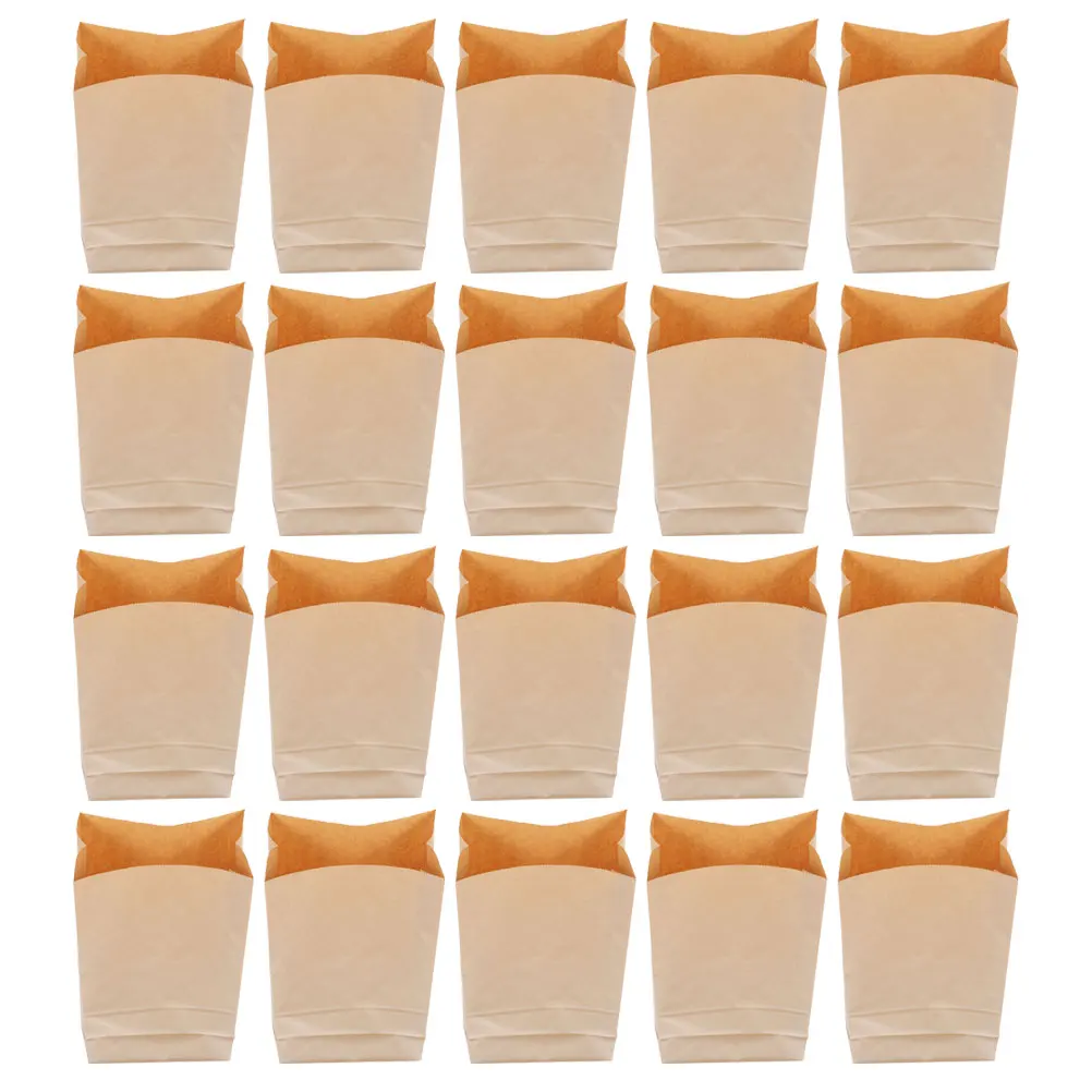 

20Pcs Greaseproof Kraft Paper Bags Leak Proof Foldable for Biscuit Candy Bread Sandwiches Pastries Storage Paper Bags