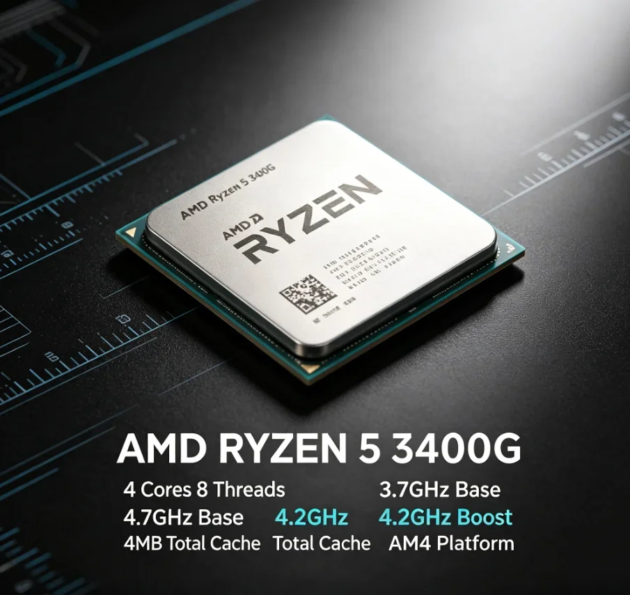 APU de bureau AMD R5 3400G haute performance, overclockage automatique PBO, 4 cœurs, 8 threads, 4,2 GHz, Vega 11 intégré, prise en charge du décodage 4K