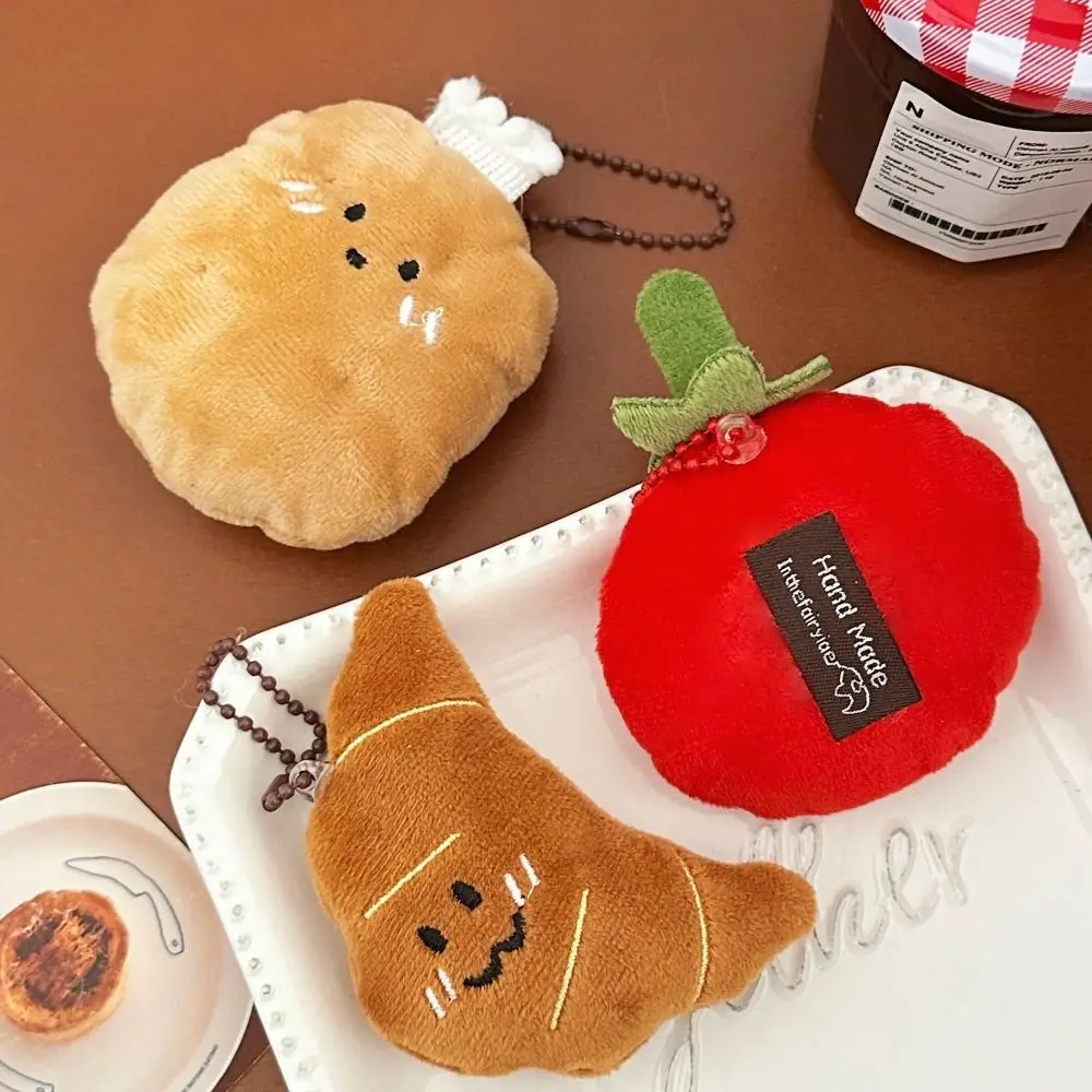 Lovely Cartoon Food Plush Keychain Potato Croissant Tomato Plush Key Chain Soft Toys Bag Pendant Hanging Accessory