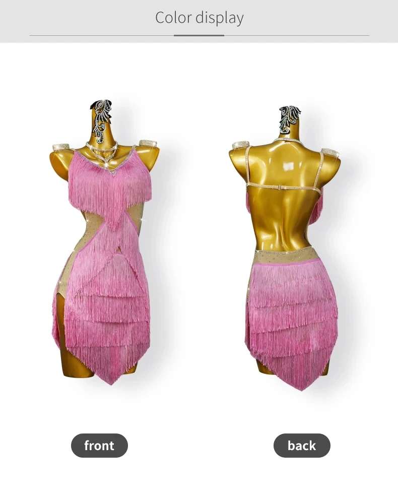 2026 Lateinamerikanisches Tanzkleid, Damen-Ballroom-Röcke, Performance-Kostüm, Mädchen-Sexy-Kleidung, Abschlussball-Anzug, Damen-Fransenkleid, Elegante Tanzkleidung – Detail 5