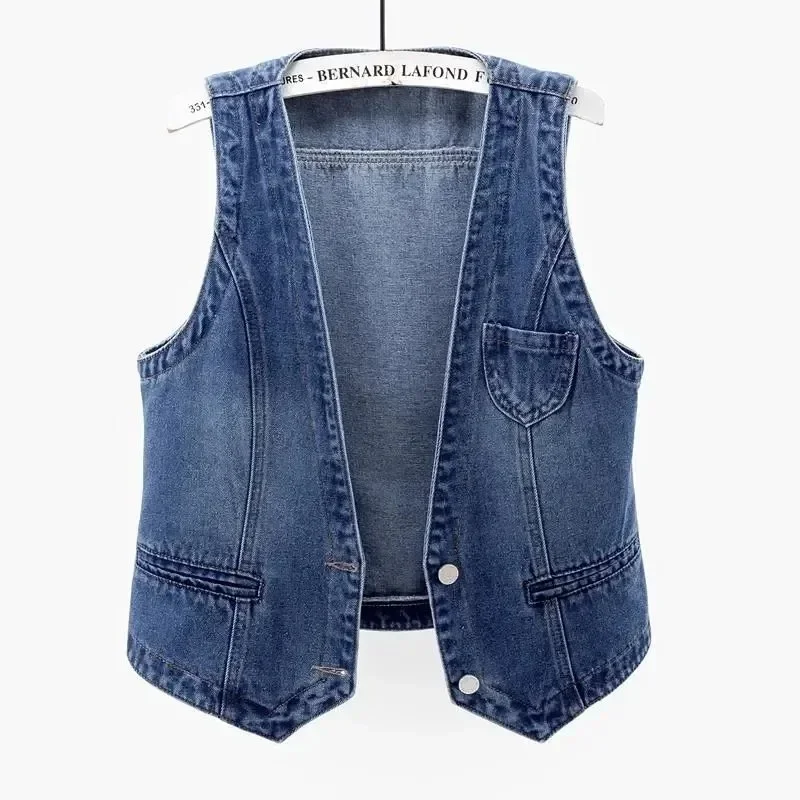 

Denim Vest Women Short Coat 2023 Spring New Sleeveless Jacket All-Match Slim Casual Top Cardigan Coat Women Waistcoat