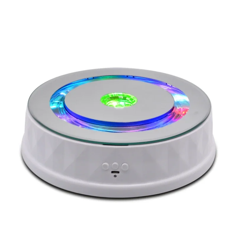 

Multifunction display showcase BT speaker electric USB battery powered musical rotating display stand