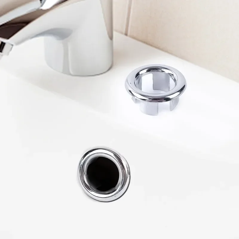 1/4pcs Wash Basin Overflow Ring Sink Hole Round Overflow Cover Kitchen Basin Trim Hollow Overflow Ring Plug Bathroom Accessories