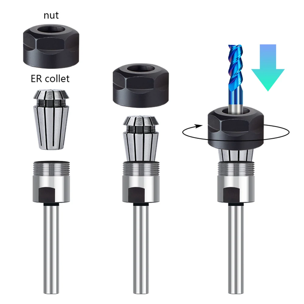 XCAN Portautensili Portapinza Portapinza ER8 ER11 ER16 ER20 ER32 Asta di prolunga con codolo cilindrico Strumento di fresatura CNC Morsetto Allunga lo strumento