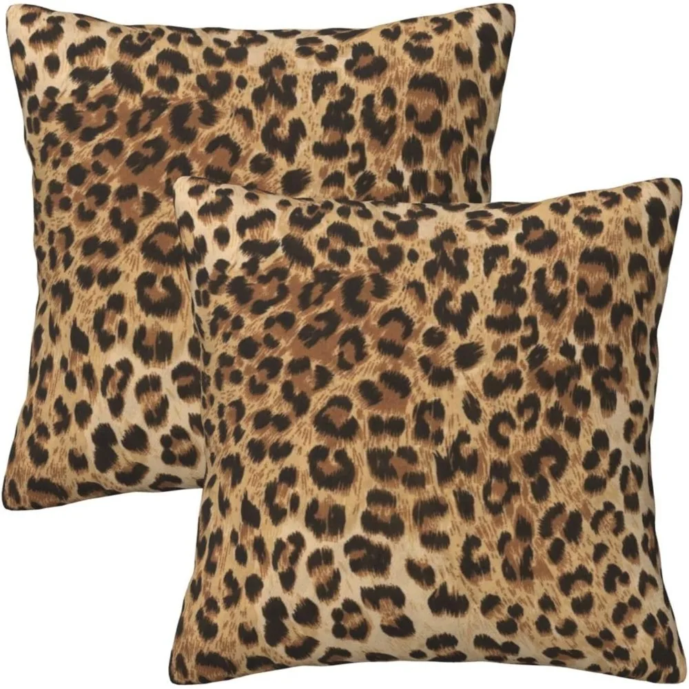 

Leopard Print Cushion Cover 18x18 Inches, Sofa Leopard Print Cushion Cover Two-piece Set, Modern Decorative Square Cushion
