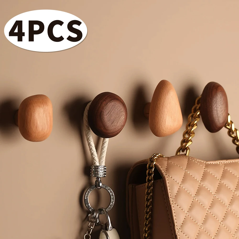 Perchero de pared con forma de guijarro, de madera natural, para abrigos, llaves, sombreros, bufandas y bolsos, colgador decorativo para baño y almacenamiento