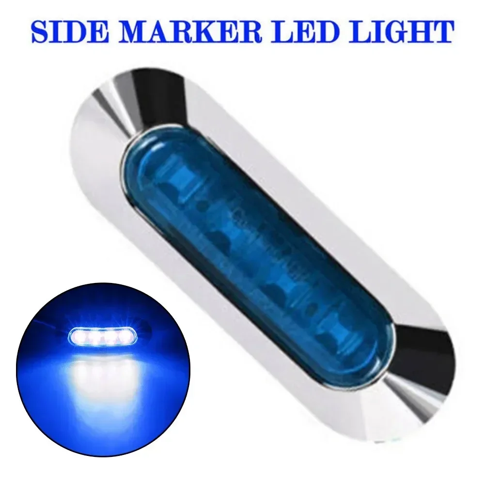 

1Pc Waterproof 4LED Side Mark Lamp Blue Clearance Indicator Light Car Truck Trailer Lorry 12V24V Light Signal Lamp Chrome Cover