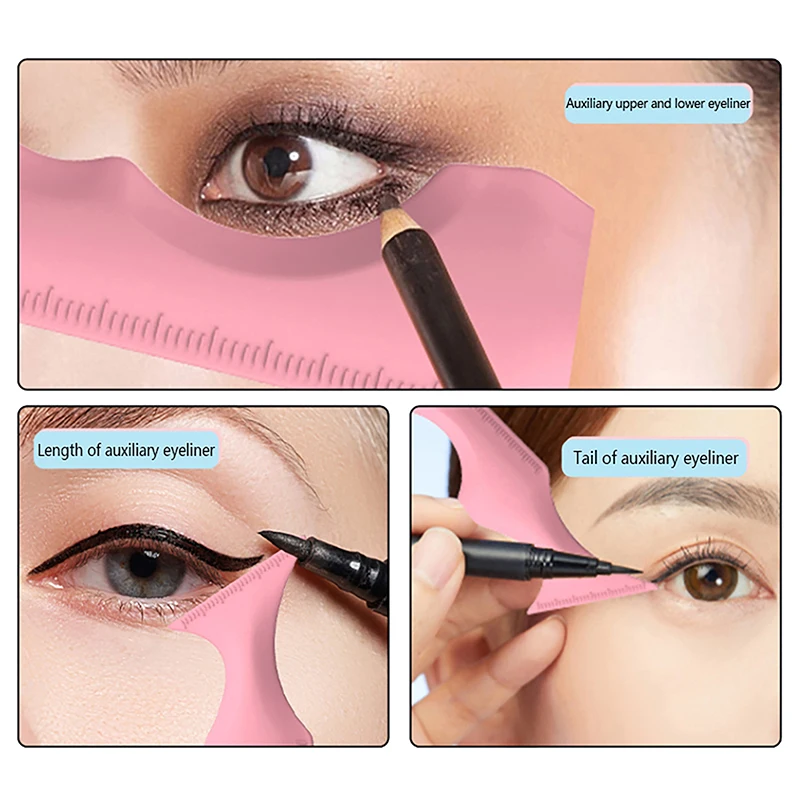 Multi-Funcional Silicone Eyeliner Régua, Eye Mouth, Ferramentas de Maquiagem, Auxiliar Eyeliner, Lip Line Arc com Escala, iniciante, reutilizável