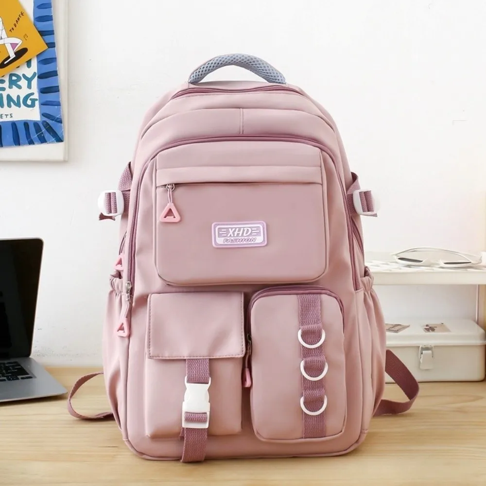 Nylon-Schulrucksack mit großer Kapazität, verstellbaren gepolsterten Schultergurten, Laptop-Fach, wasserabweisend, mehrere Taschen – Detail 7