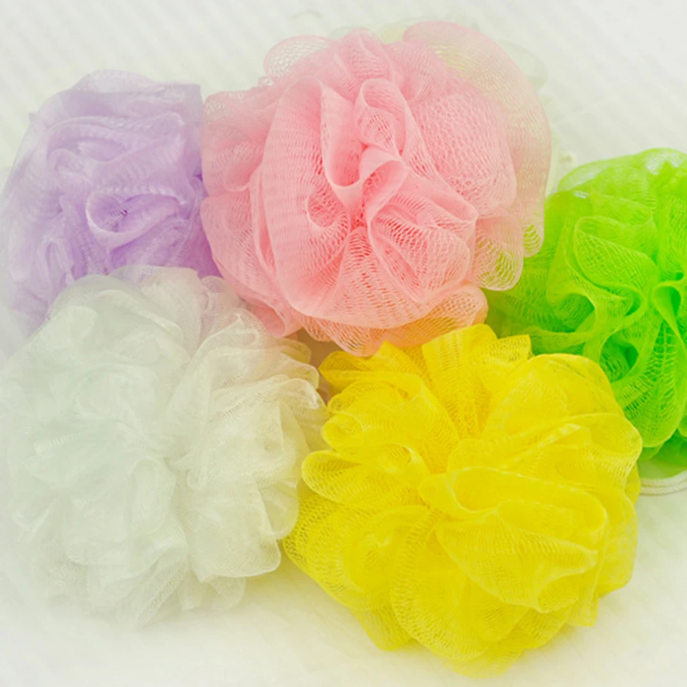 Nylon Scrubber Loofah Mesh Net Ball Cleaning Bath Mini Soft Body Bubbles Sponge Bath Ball Sponge Multi-color Shower Flower