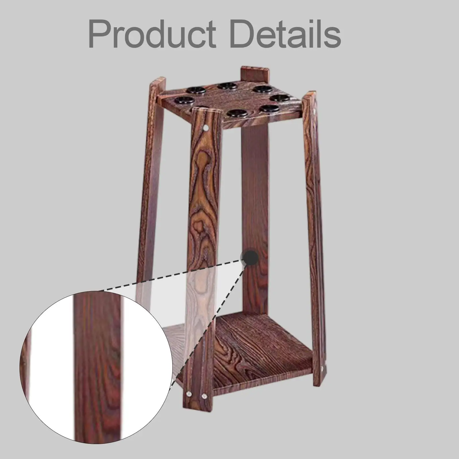 

Pool Cue Rack Floor Stand Wood Billiard Stick Holder Organizer Storage for Accessories for Billiard Cues