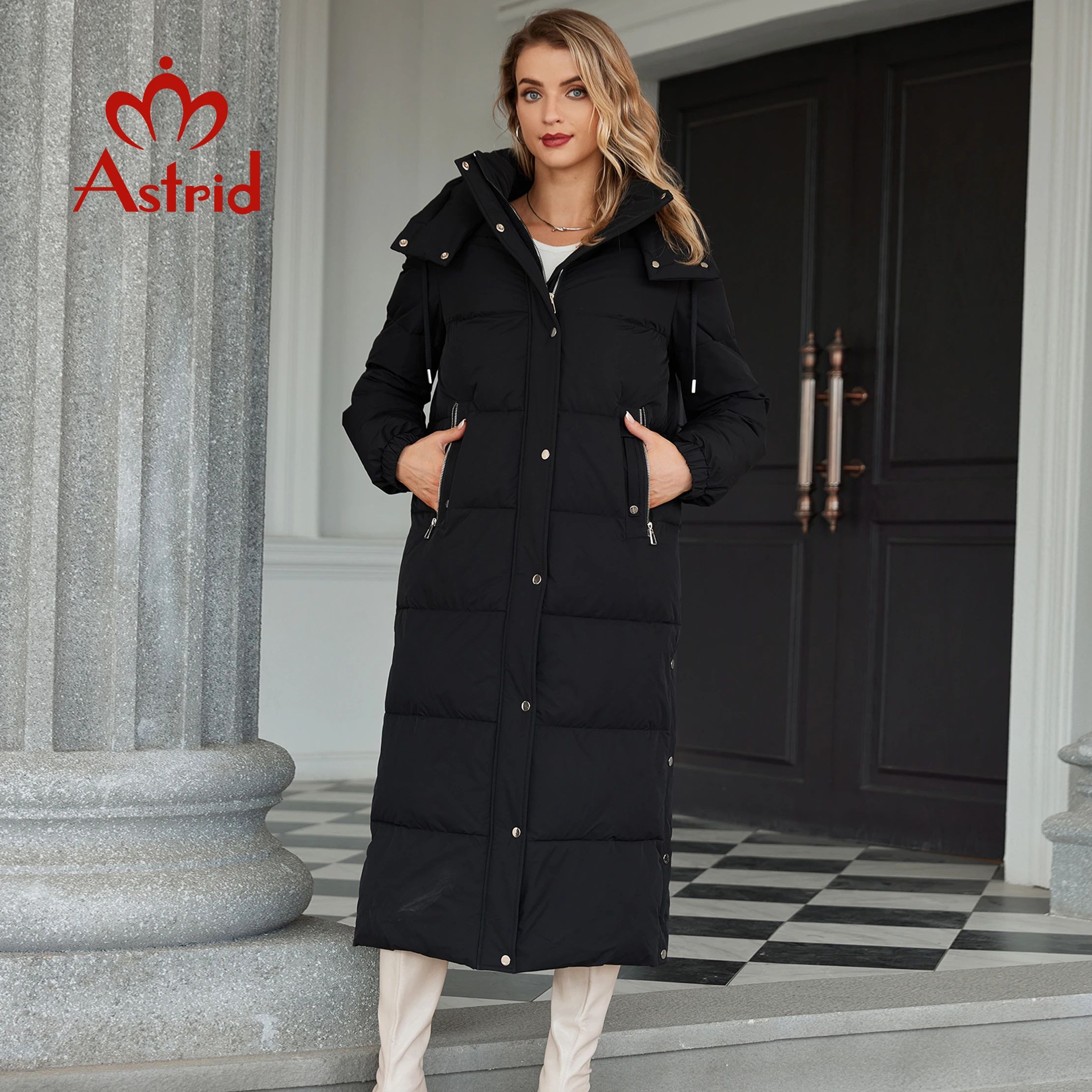 Astrid Winter Women Parka Hooded Thick Warm Cotton Fashion Outerwear Long Down Jacket Quilted Coat Female Clothing girl ZR-30218