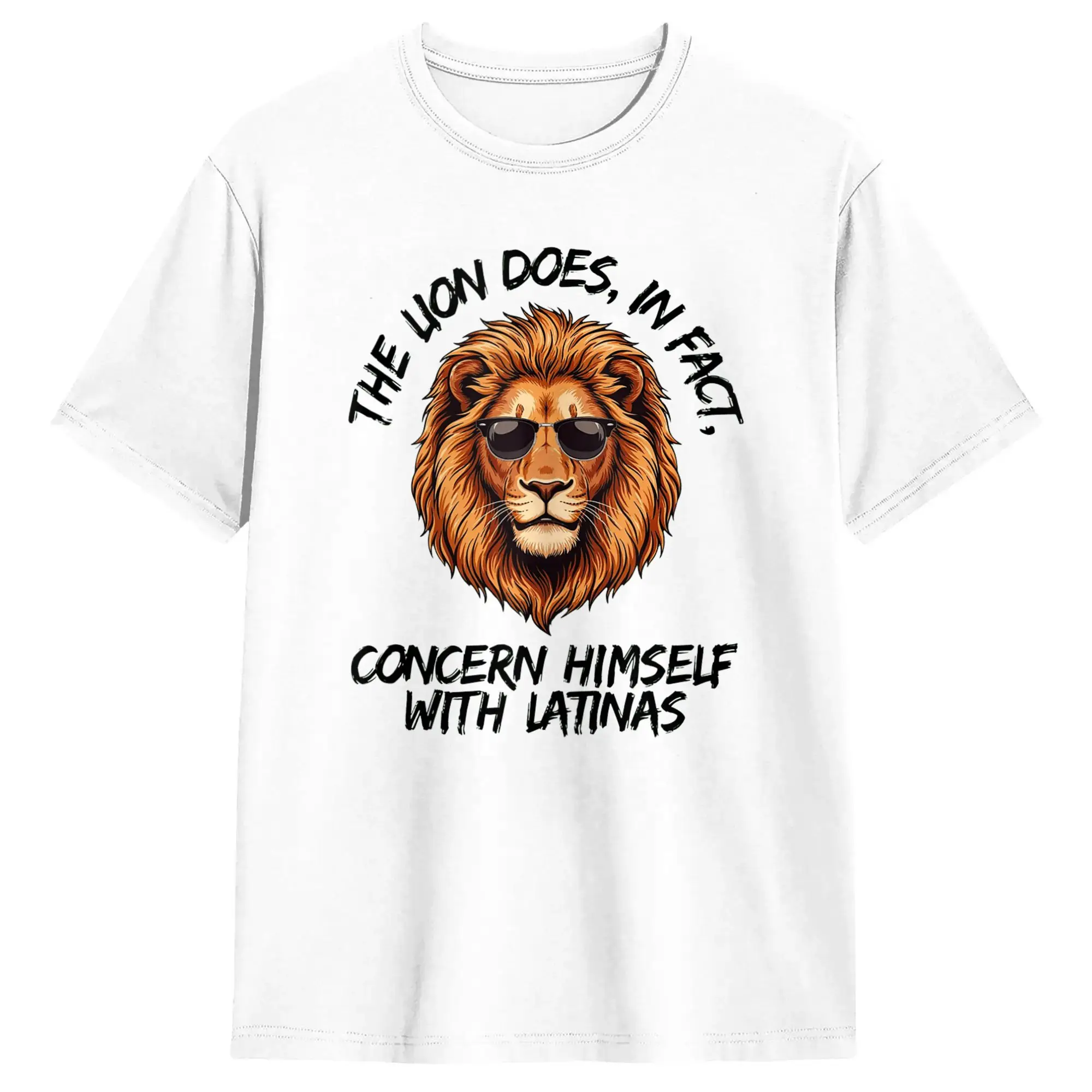The Lion Does in Fact Concern Himself with Latinas Funny Cotton T-Shirt For Men Summer Y2K Funny T Shirts Hip Hop Tees Oversized