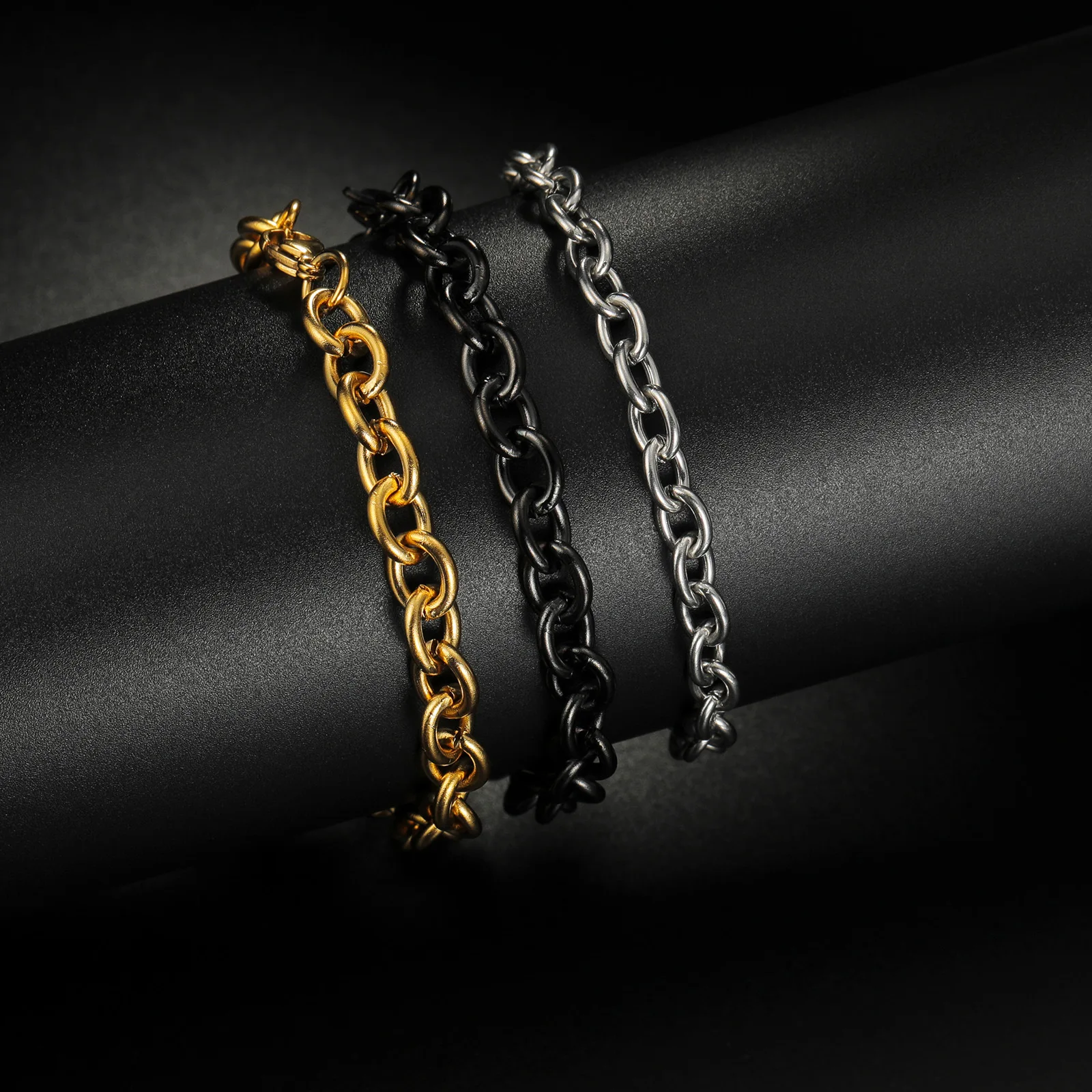 Stainless Steel Bracelet Chain for Jewelry DIY  Cable Link Curb Chains Thick Chain Bracelet Accessories Colorfast High Quality