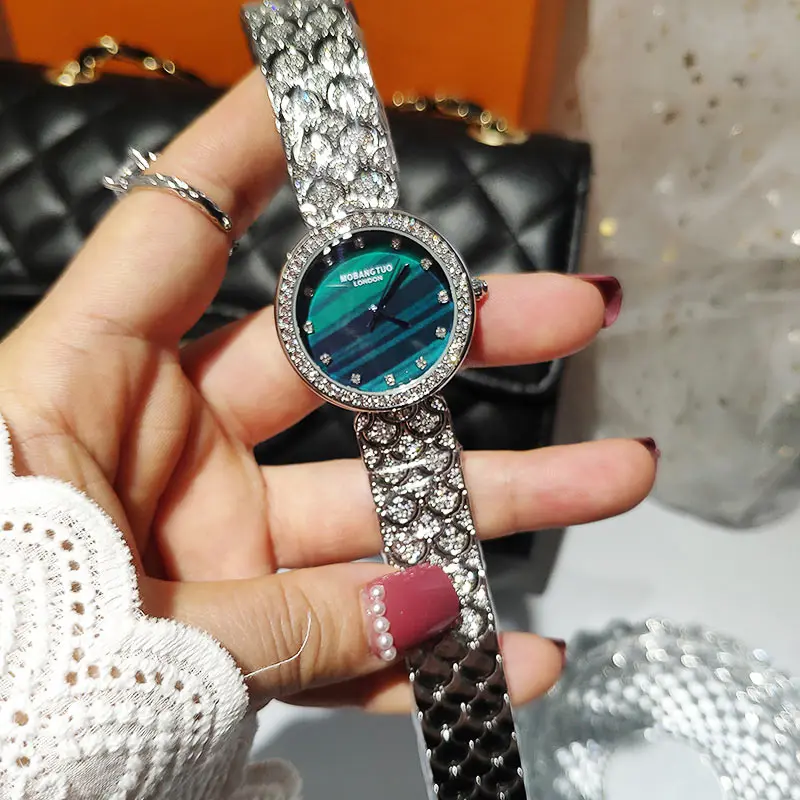 Top Brand Luxury Women Watches Crystal Diamond Quality Ladies Watch With Rhinestone Stainless Steel Wristwatch