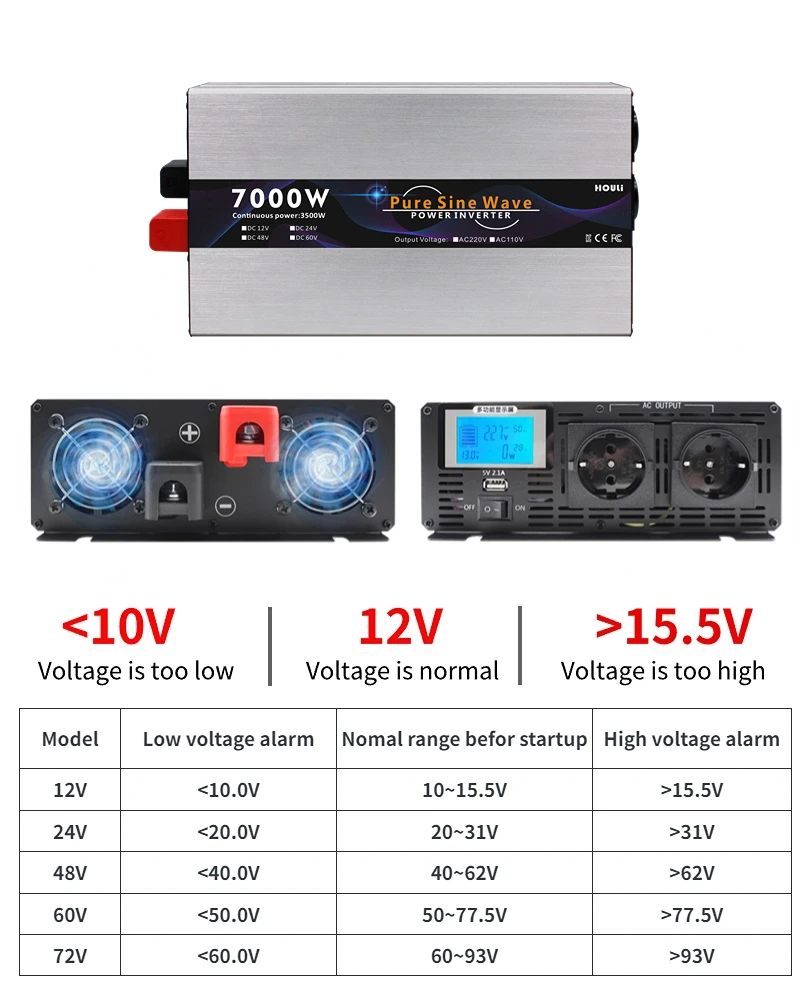 Car Power Inverter Dc 12v 24v 48v 60v To 110v 220v Ac Converter 7000w Solar Inverter Power Dc To Ac Price