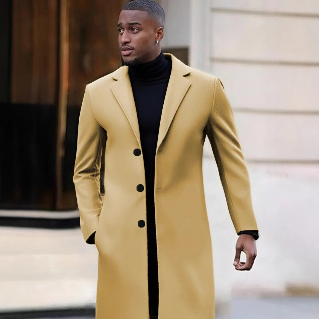 

Весенне-осеннее длинное новое облегающее длинное шерстяное пальто, модное и элегантное пальто, повседневное длинное шерстяное пальто