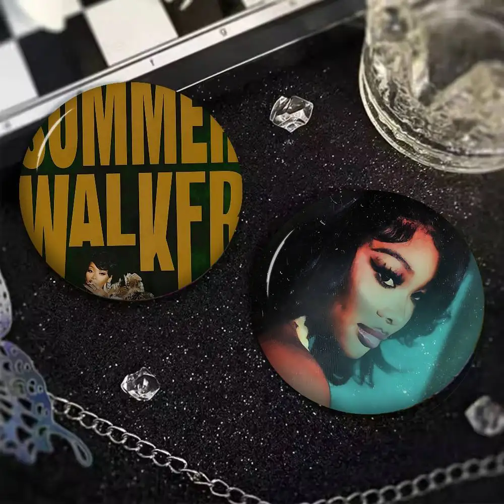 R&B Singer S-Summer Walker Soft Button Pin Round Metal Badge Lapel Pin Parts Gift Friends Kid Jewelry
