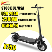 52V 20AH Lithium Battery Electric Scooter 2500W Powerful Single Motor E Scooter 65KM/H Max Speed with Anti-Theft Key for Adults