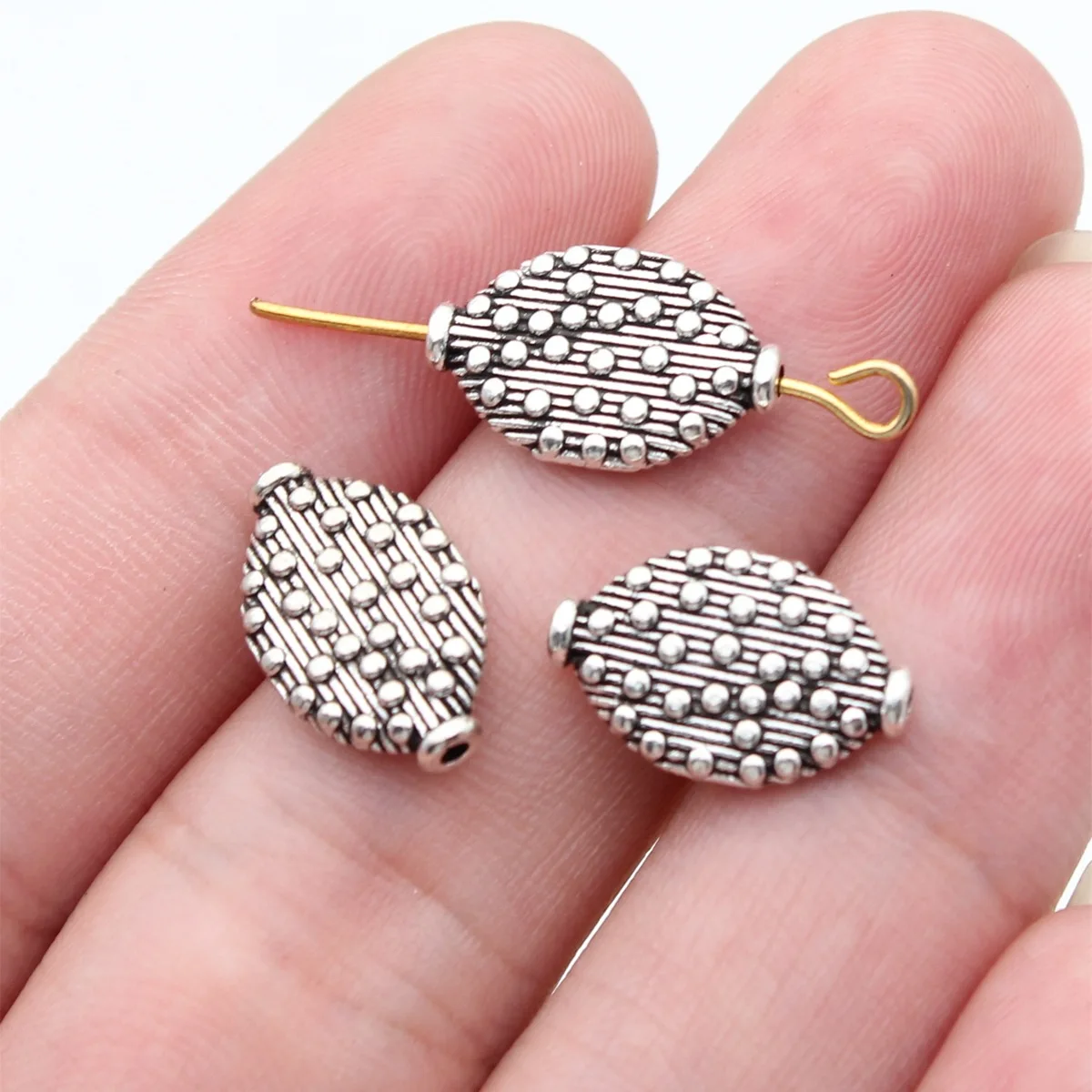 Hammered Texture Loose Beads Vintage Alloy Spacer Beads For DIY Bracelet Necklace Handmade Jewelry Making Supplies