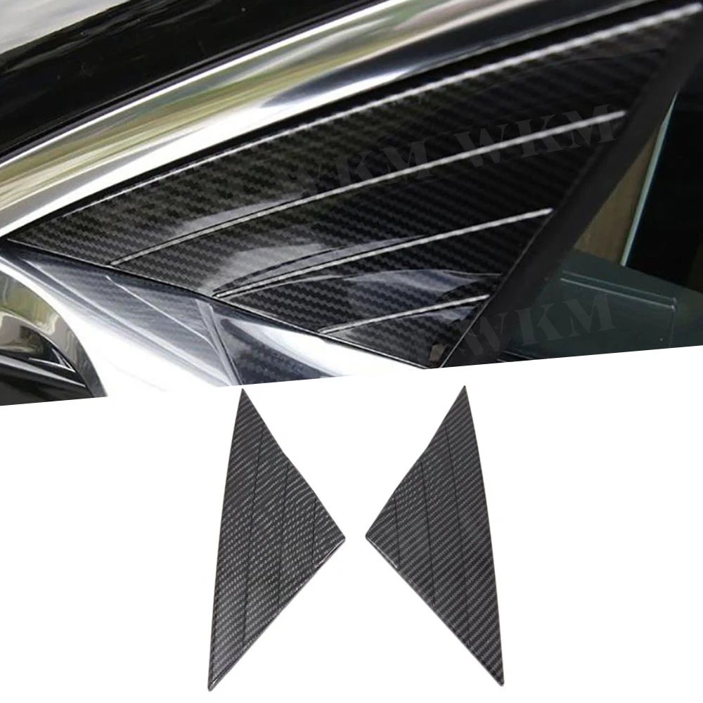 

ABS Carbon Look Front Door Window Side Door Triangle Pillar Trim Accessories Car Exterior For Tesla Model 3 2019+