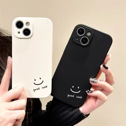 Simple Good Luck Smiling Face Phone Case For iPhone 17 16 13 15 12 11 14 Pro Max Mini 7 8 Plus SE Air Silicon Cover Shell Fundas