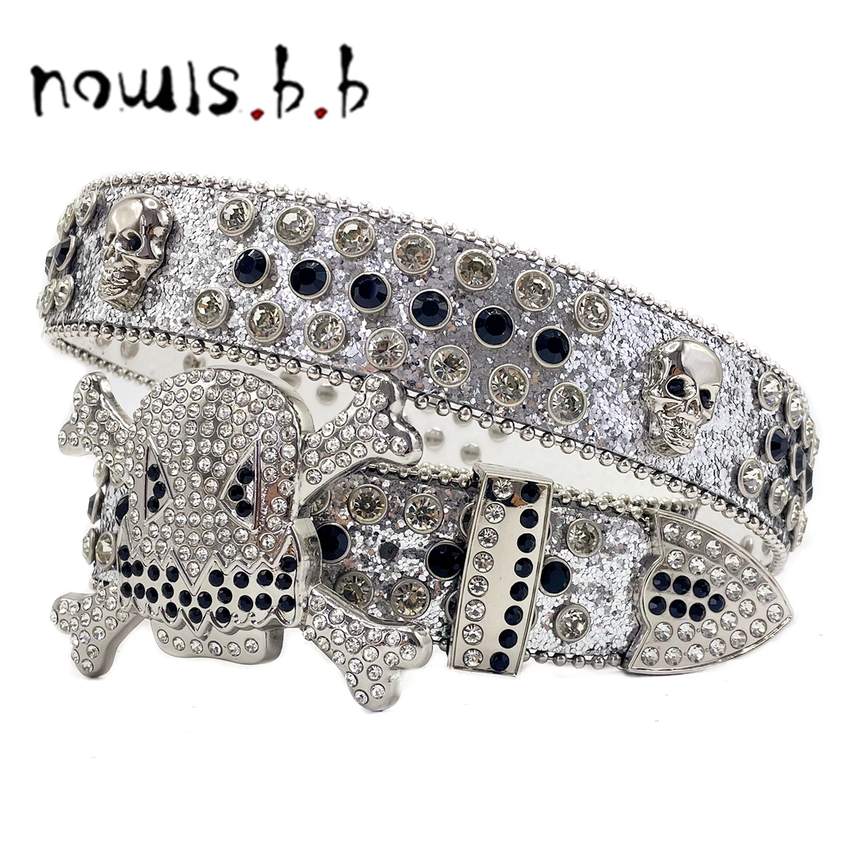 

Punk Skull Western Rhinestones Belts Punk Luxury Designer Brand Bling Diamond Studded Belts Cowgirl Cowboy Cinturones Para Mujer