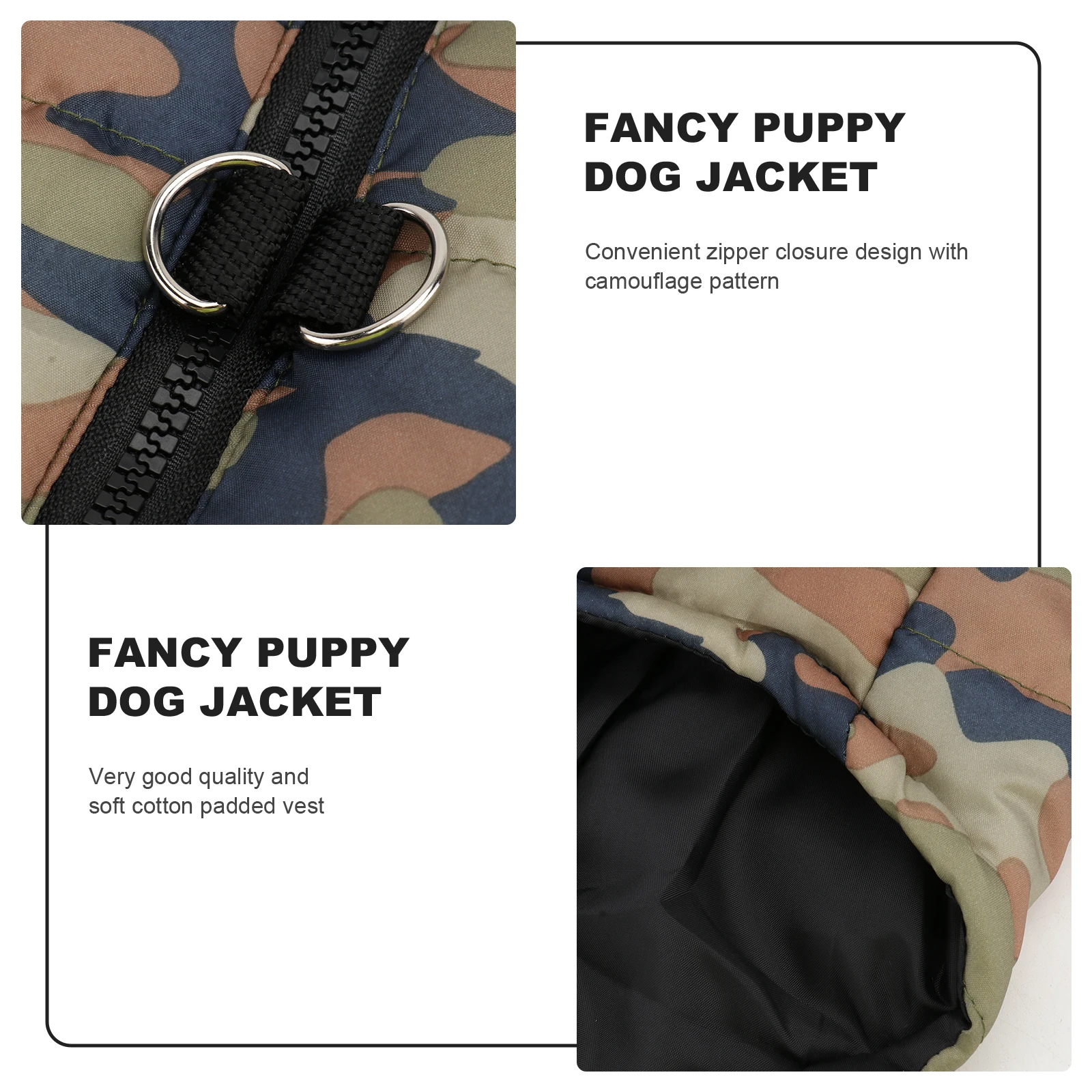 

Cotton Padded Vest For Dogs Camouflage Sleeveless Coat Autumn Winter Clothing Size M Zipper Closure Pet Dog Puppy Jacket Outdoor