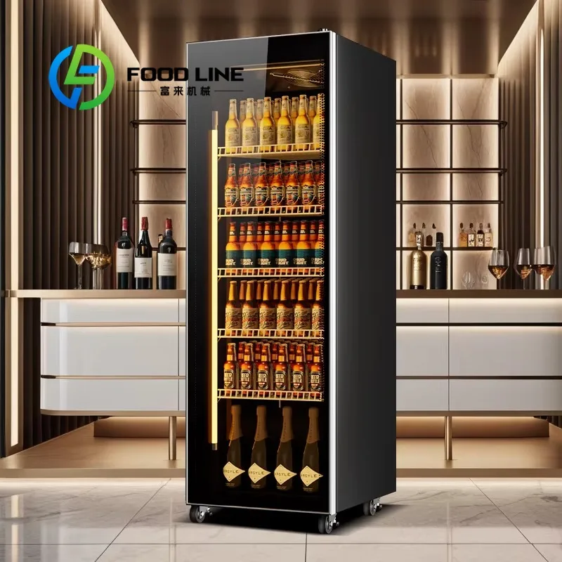 Commercial Upright Beverage Cooler Refrigerator with Double Layers Glass Door Air Cooling & Fan Cooling Custom is supported