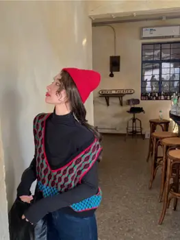 Lösstickad V-Ne Damtröja Chic College Harajuku Blommig Broderi Streetwear Vår Höst Moderiktig 10 best sales Floral vest - №2