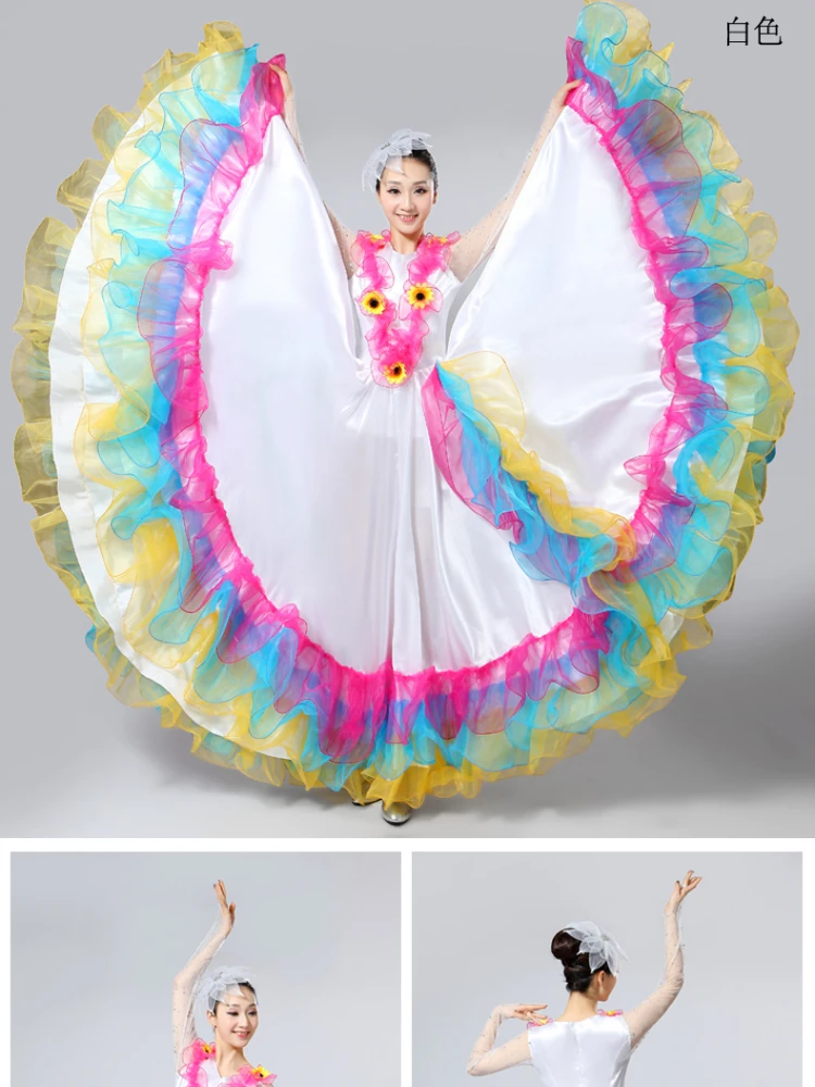 360/540/720 Degree Spain Flamenco Dance Performer Dresses for Women Stage Performance Dancing Skirts Costumes Female Vestido