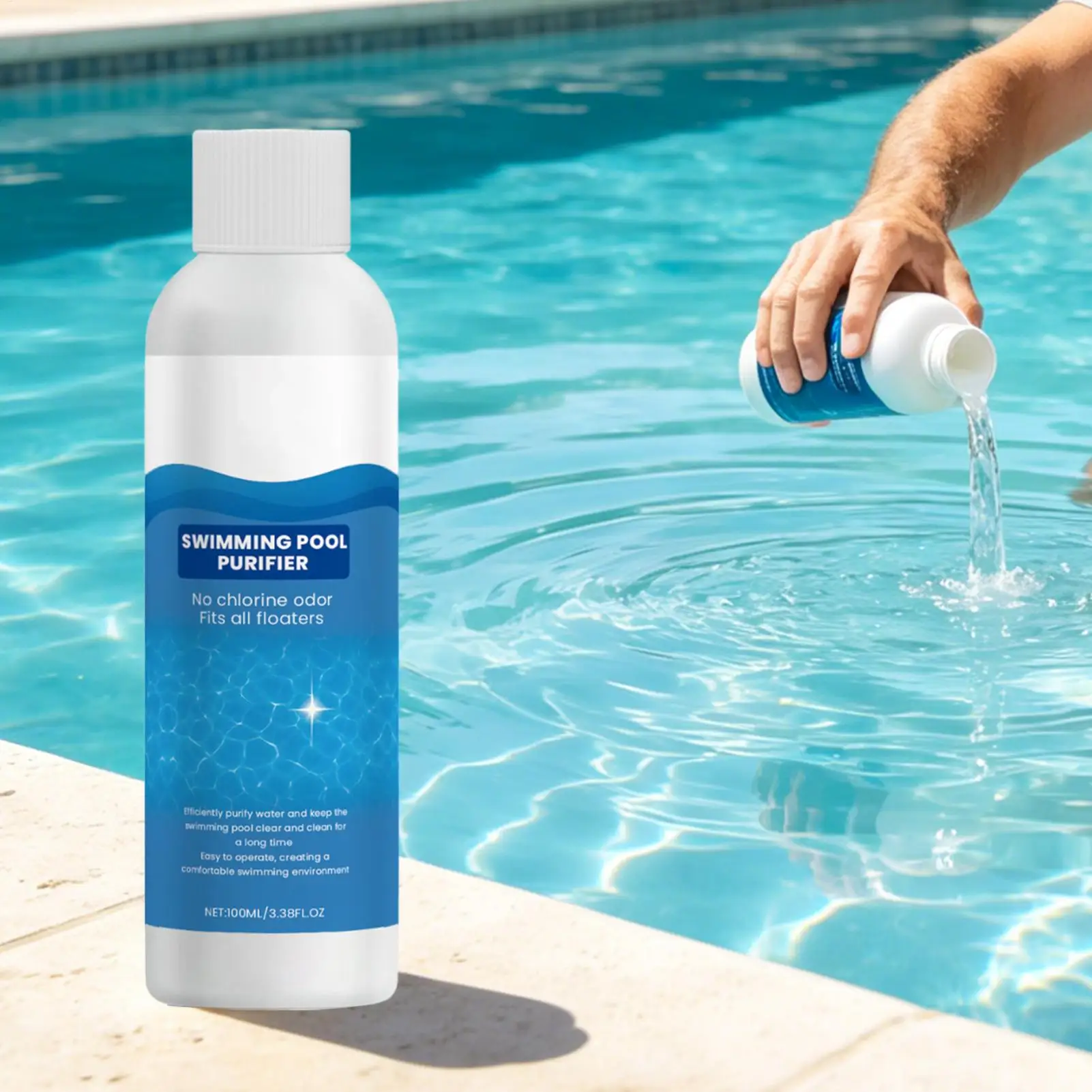 Clarificador de 100ml para limpieza de piscinas, líquido para eliminar olores, clarificador de agua para piscinas, líquido para jacuzzi sobre el suelo, fiesta de verano