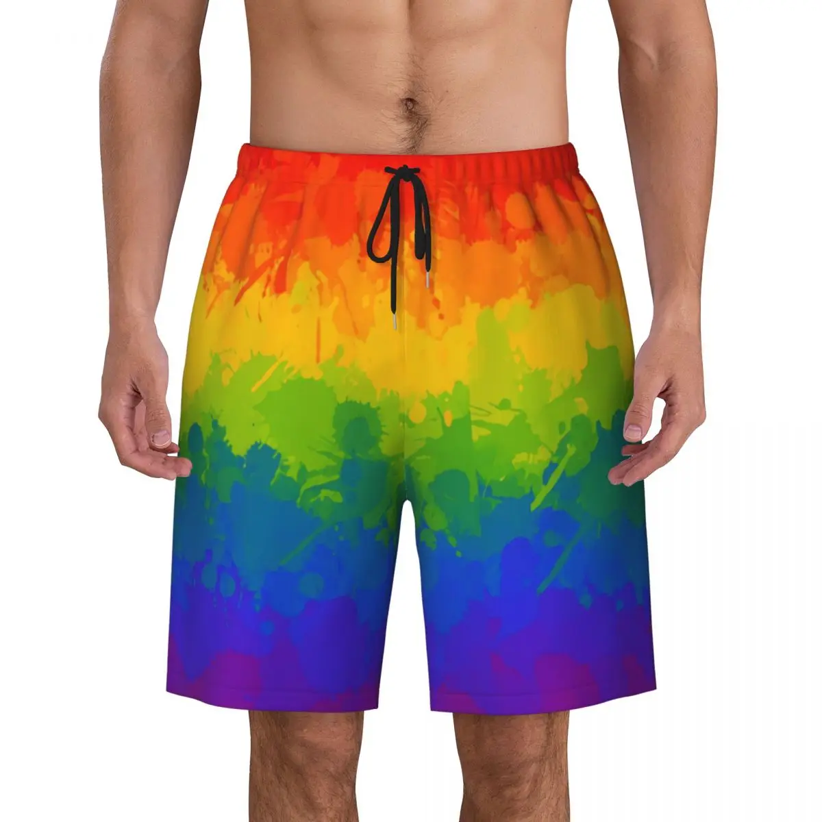 

LGBT Rainbow Pride Mens Swim Trunks Beachwear Quick Dry Beach Board Shorts Gay Lesbian Swimming Boardshorts